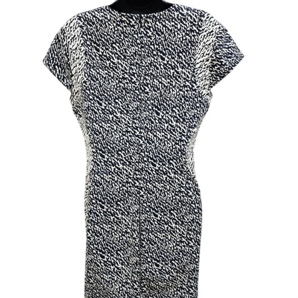 Diane von Furstenberg Navy White Snake Wave Jacquard Sheath Dress 12 D6758298S13